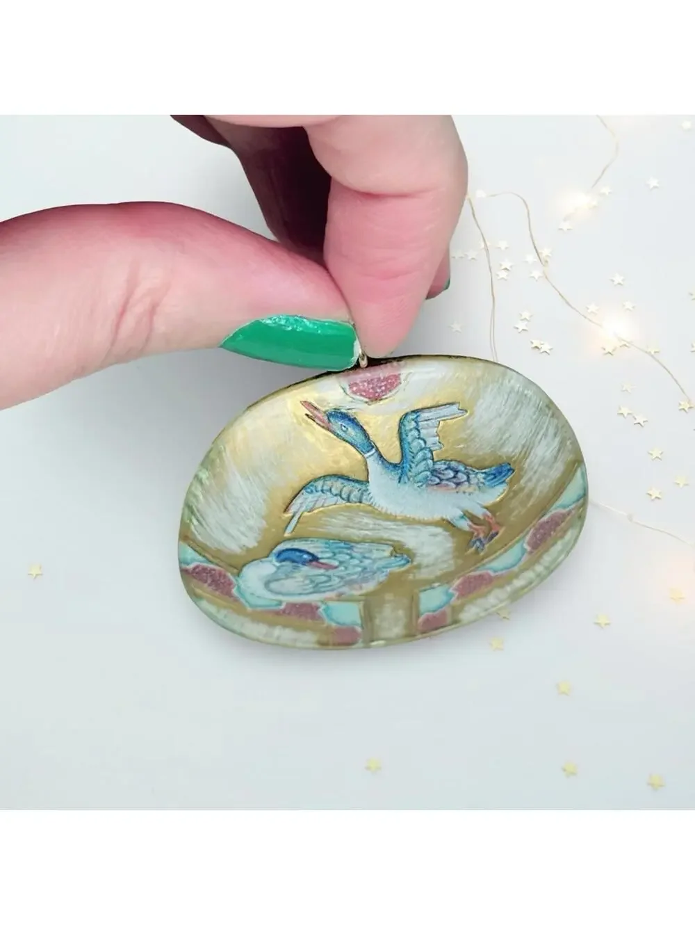 282. Handmade Artistic Glass Pendant with Bird Design